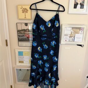 Banana Republic  Floral Blue Spaghetti Strap Dress